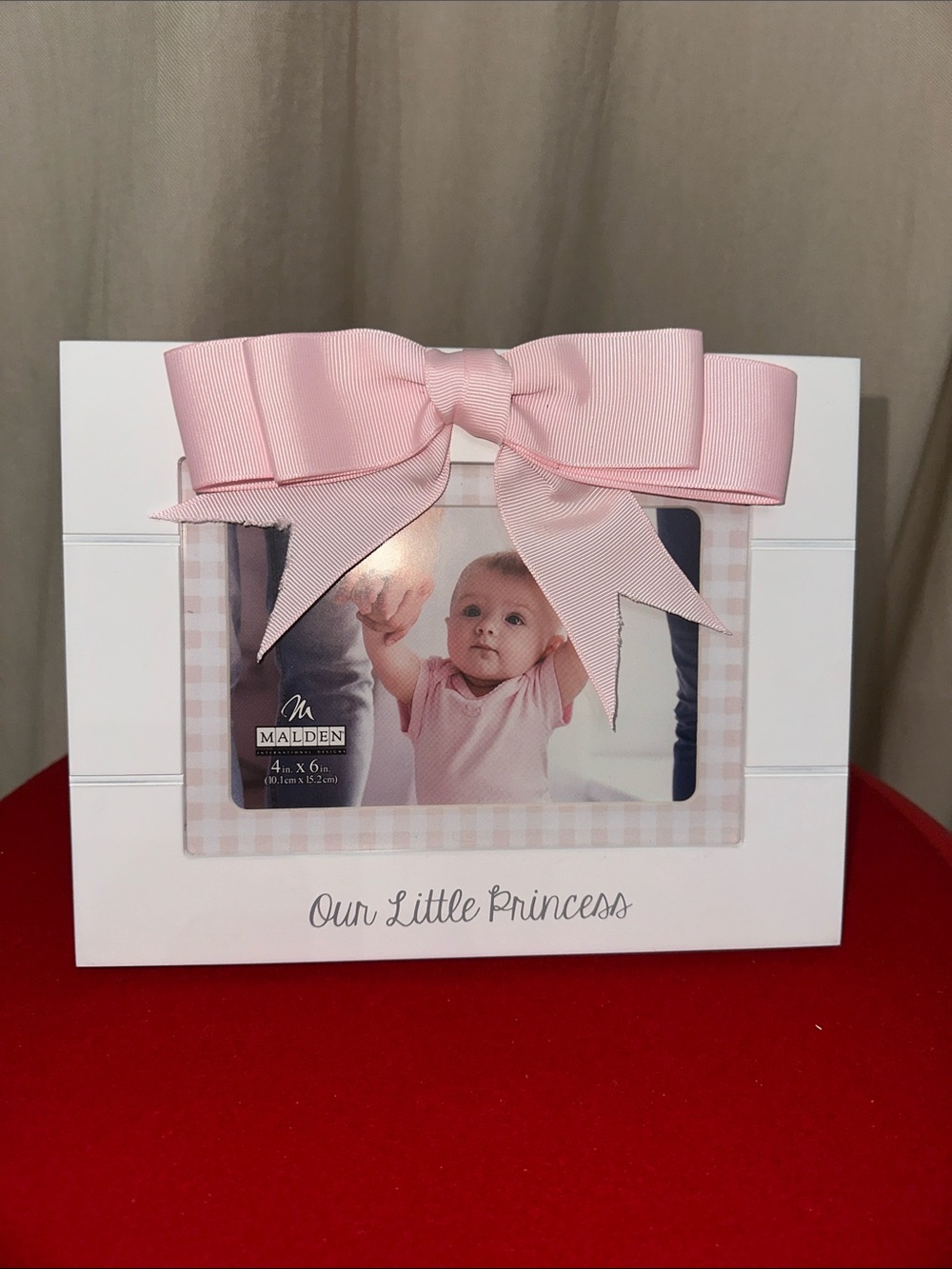 Malden White Frame with Pink Ribbon Accent